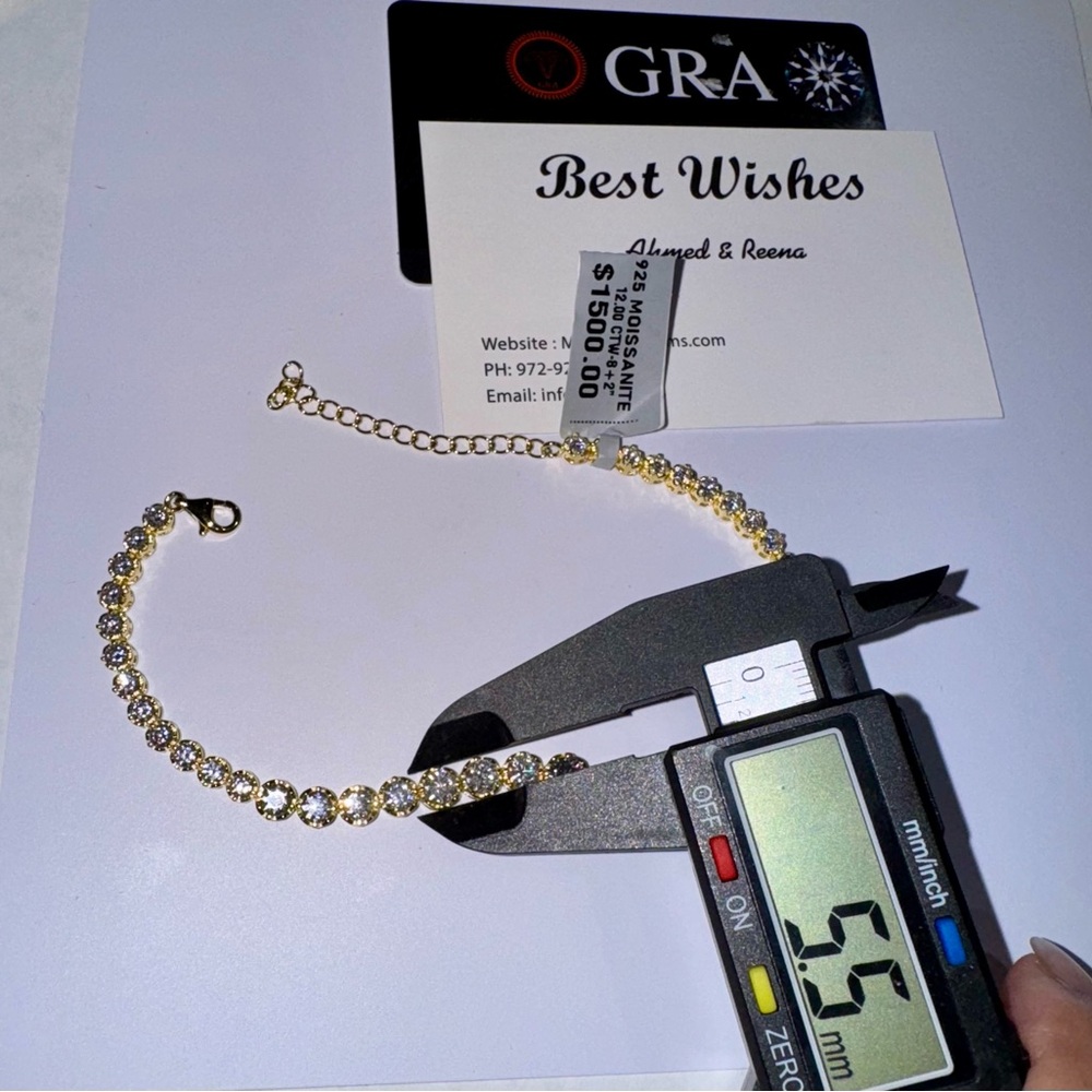 14k Yellow Gold Vermeil Certified Diamond Anklet or Bracelet, 2 way wearing Gem - Picture 6 of 8